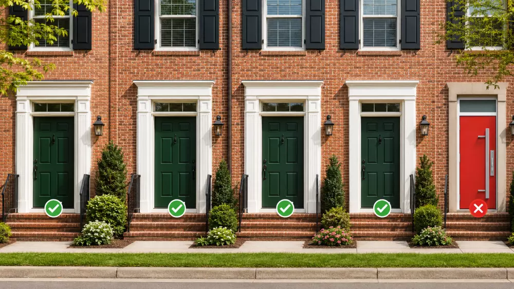 HOA-approved doors maintain a consistent style, color, and exterior appearance throughout the community.